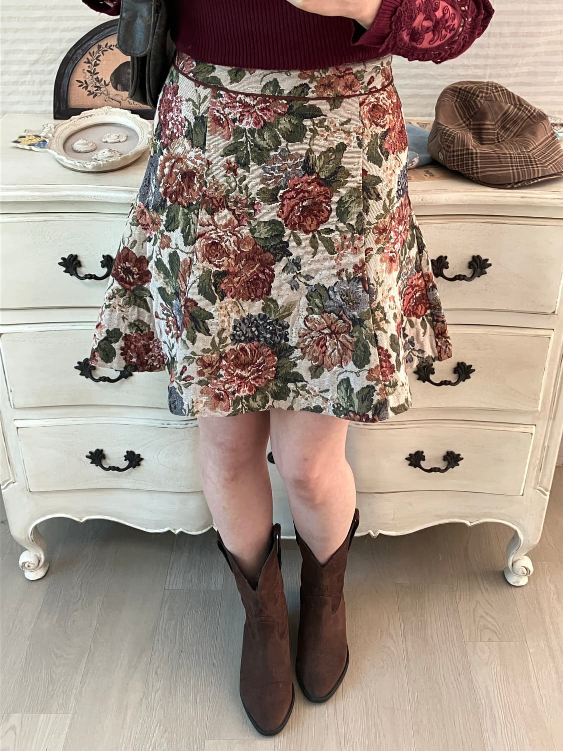 jpn vintage 플라워 패턴 미니 스커트 y2k 스트릿 갸루 펑키 상품이미지3