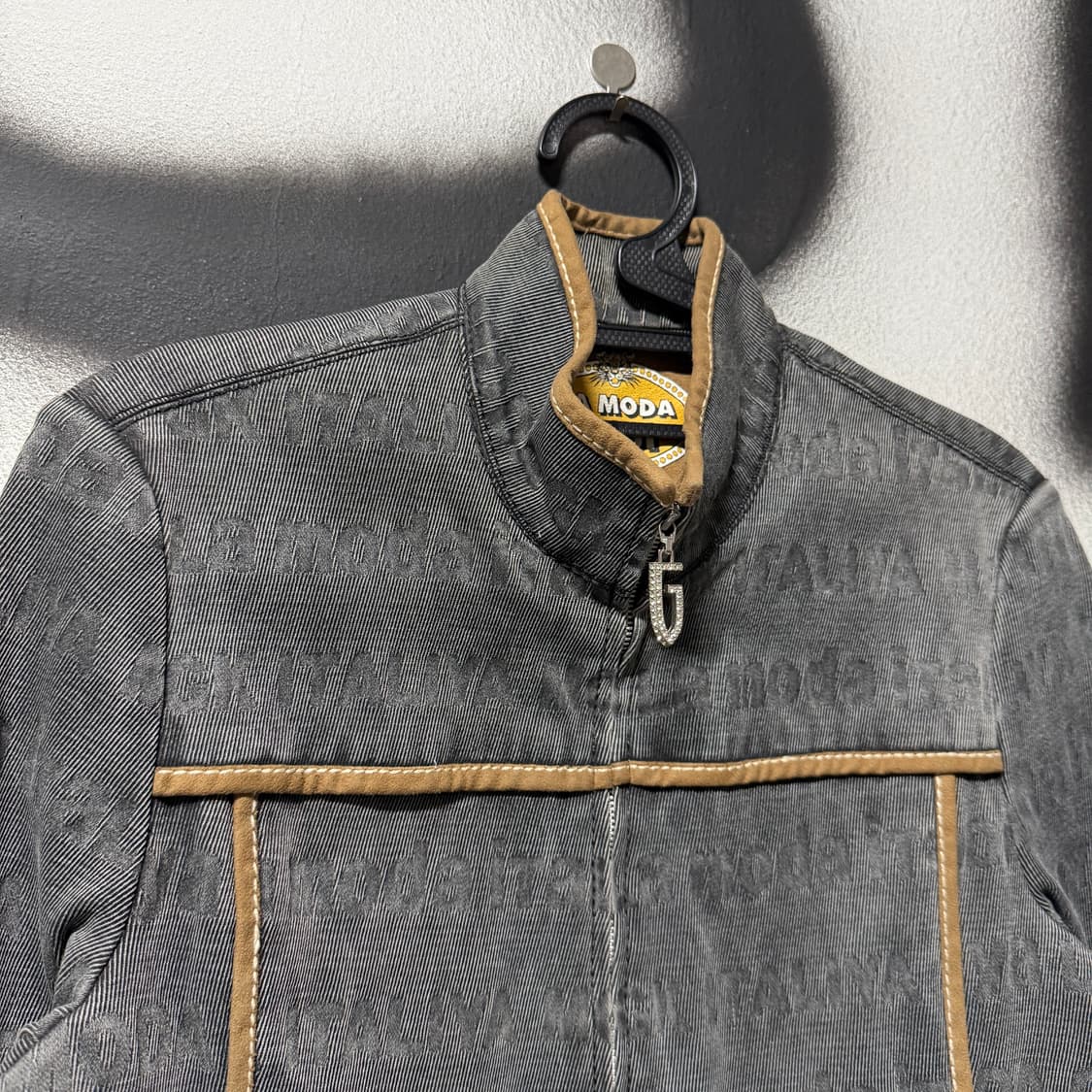 VTG 빈티지 스웨이드 배색 디테일 크롭 데님 크롭 집업 자켓 상품이미지3