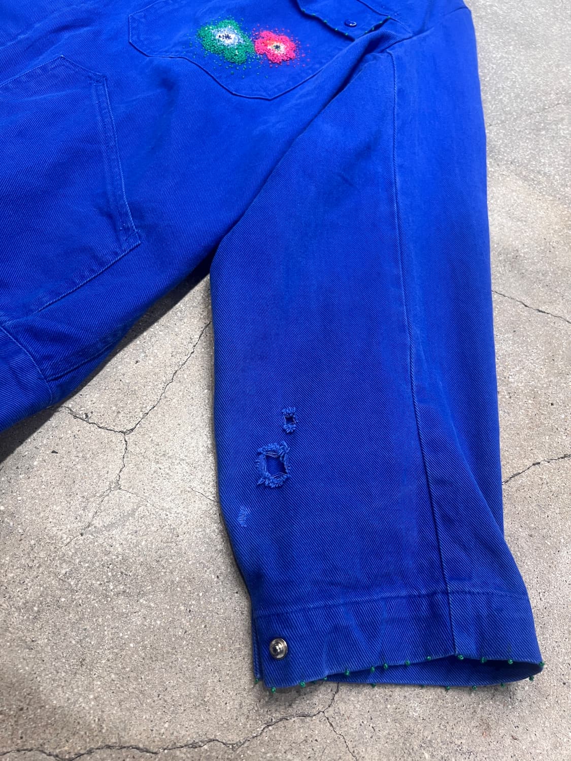 빈티지 프렌치 블루 워크자켓 핸드메이드 자수 상품이미지10