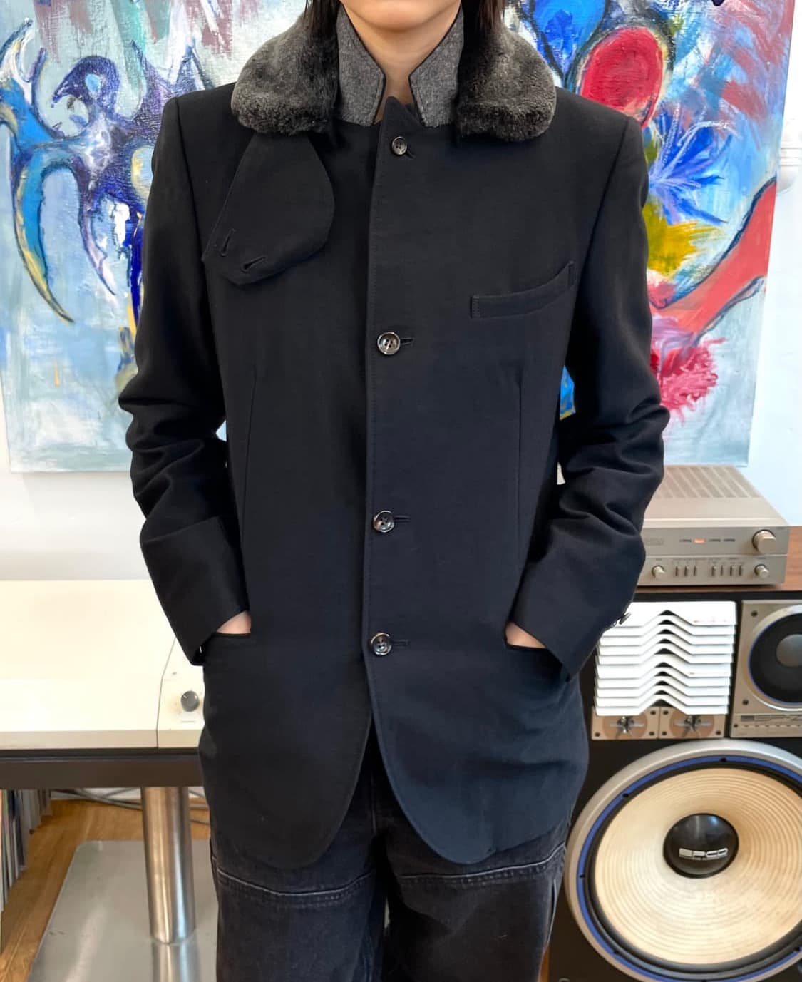 미하라 야스히로 퍼 트리밍 테일러드 자켓 상품이미지1