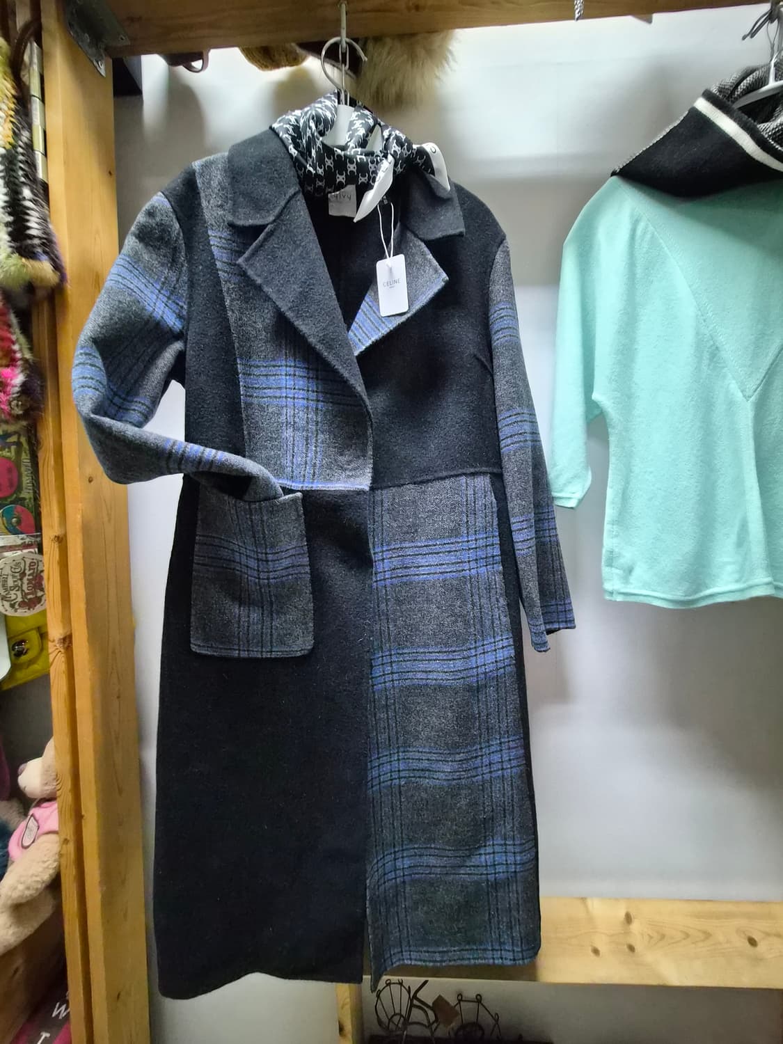 기비 체크 핸드메이드 코트 상품이미지1