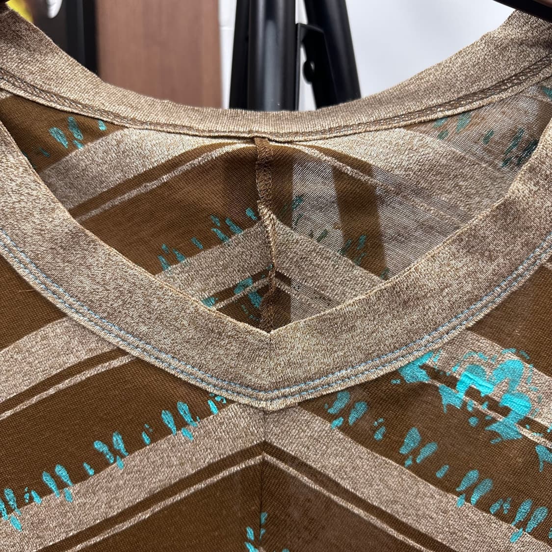 Brown Beige Striped Reprint Sheer Dress  상품이미지6