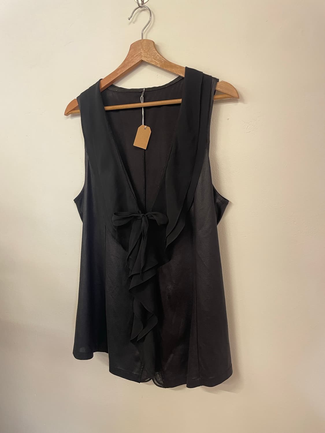 Sheer ruffle tie sleeveless 상품이미지4