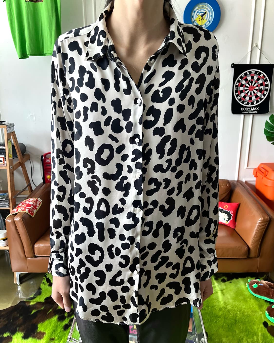 Jpn Vintage Milk Leopard Pattern Shirt 상품이미지2