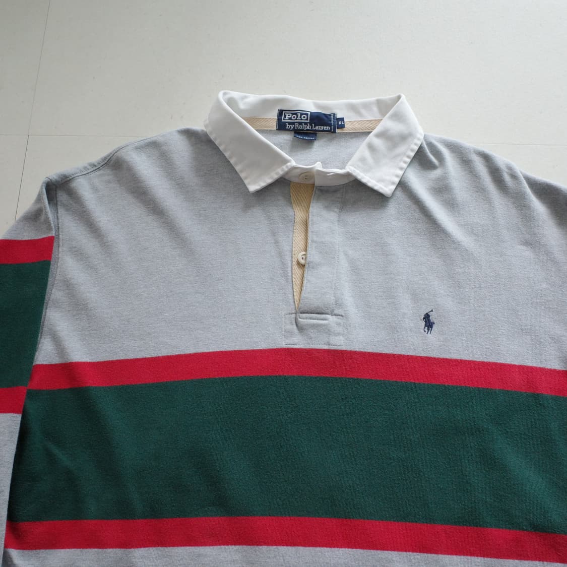 90s 폴로 랄프로렌 배색 스트라이프 럭비셔츠 (XL)  상품이미지2