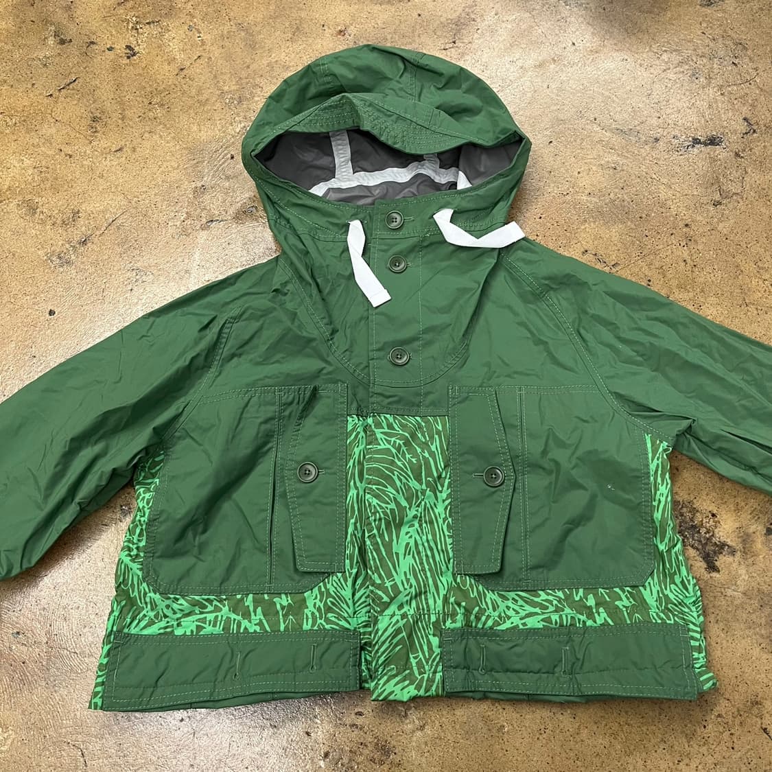 [정품/M] 아디다스 그린 패턴 후드 크롭 바람막이 자켓  b19 상품이미지3
