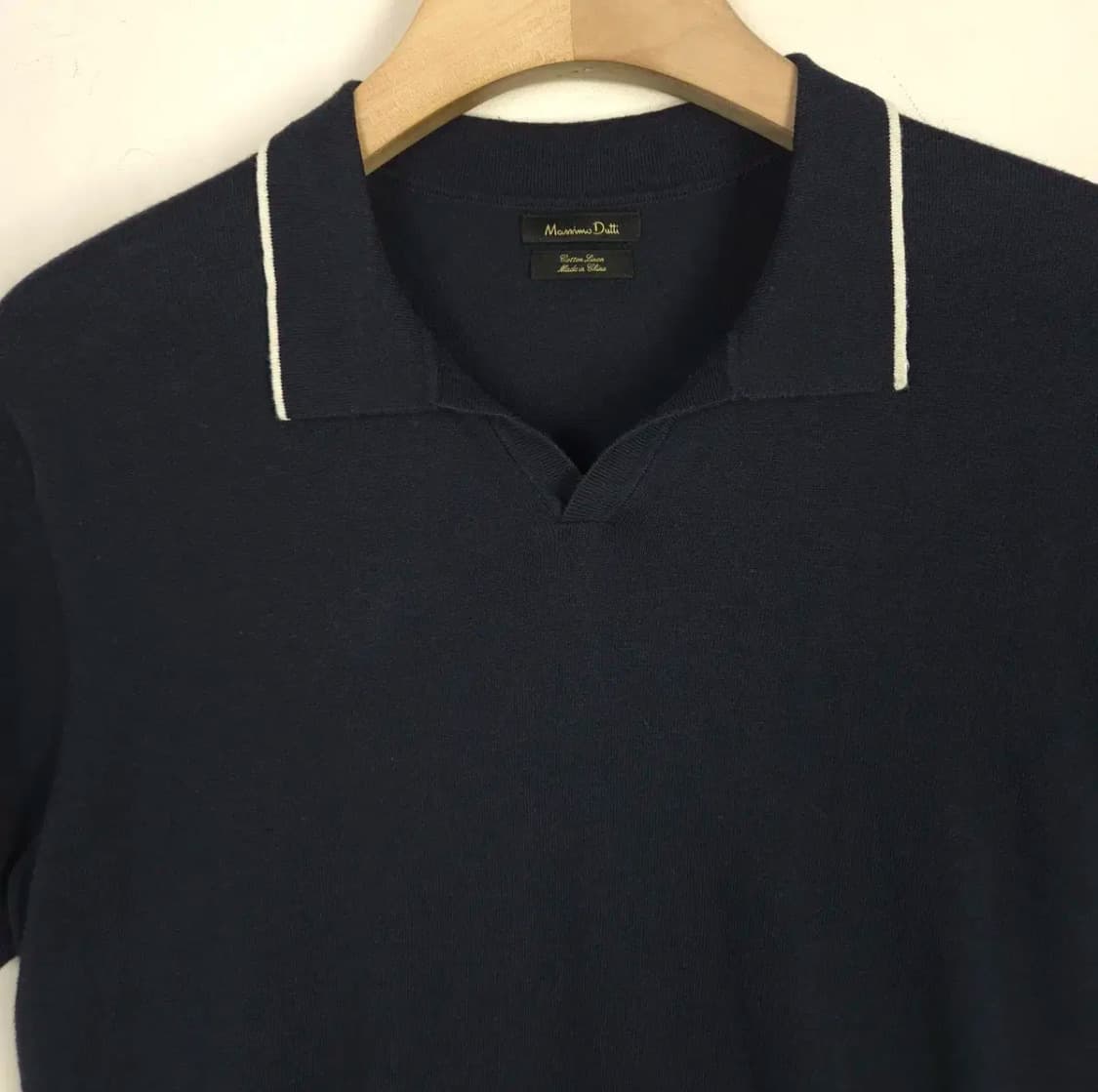 (100-105) 마시모두띠 반팔 니트 카라 네이비 상품이미지3