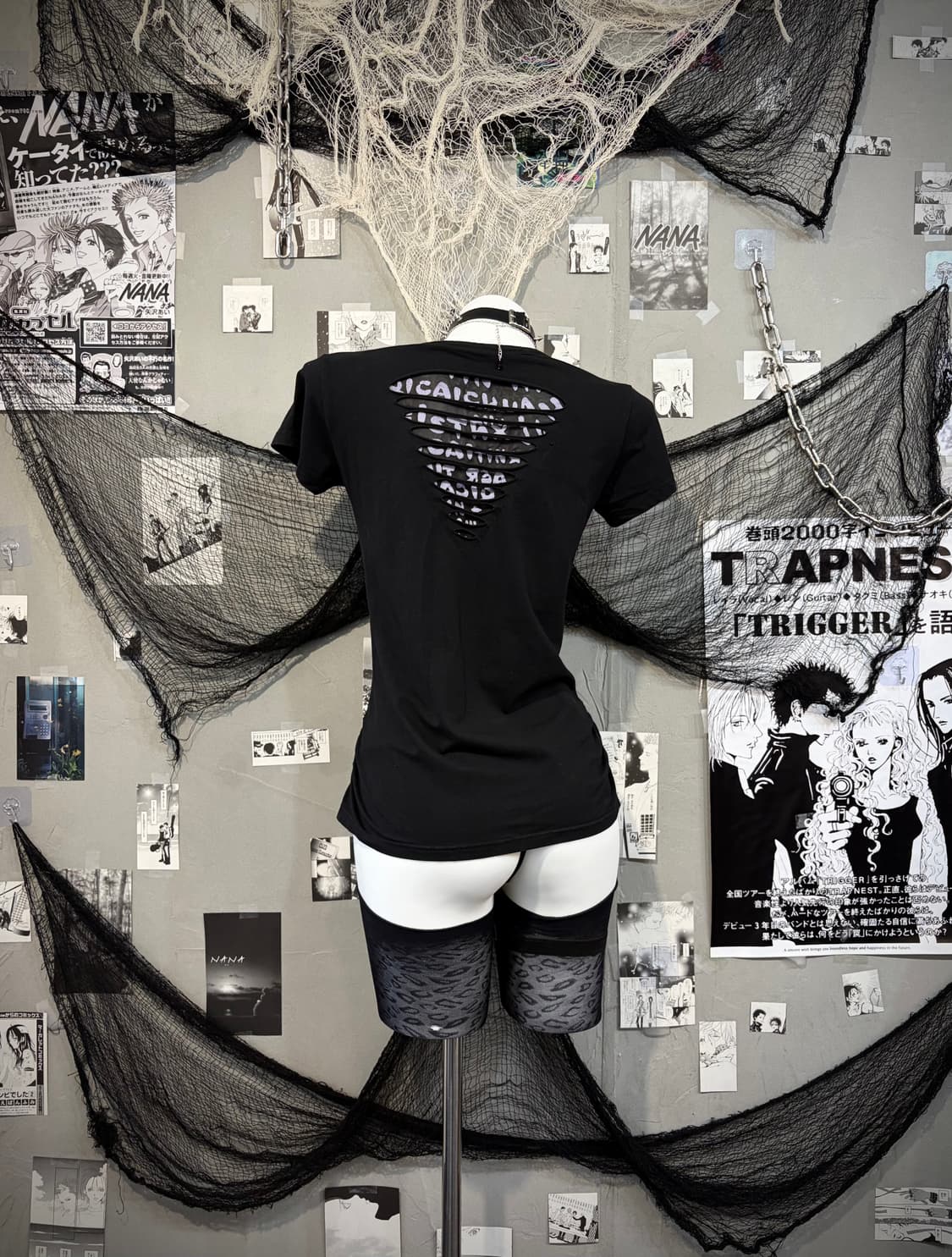 Y2K patch back web mesh short sleeve 상품이미지3