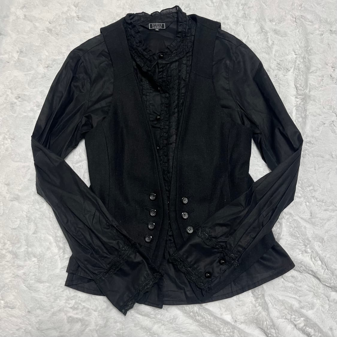 로맨틱 고스 프릴 블라우스 로걀탑 Ryoko Kikuchi 상품이미지2