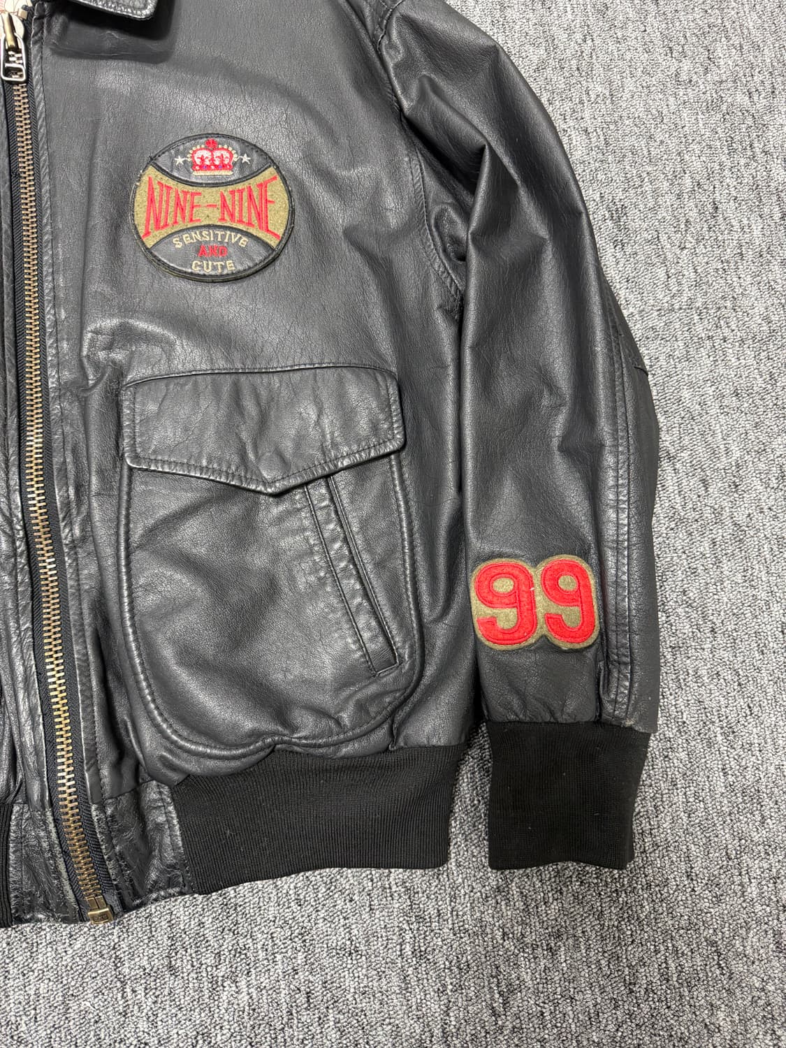 80's cow leather jacket   상품이미지3