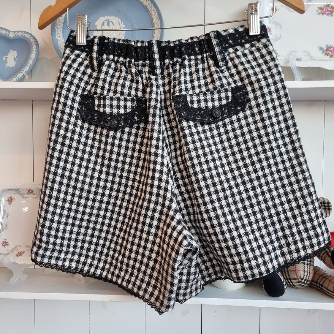 axes femme(악세즈 팜므) 깅엄체크 레이스반바지 상품이미지4