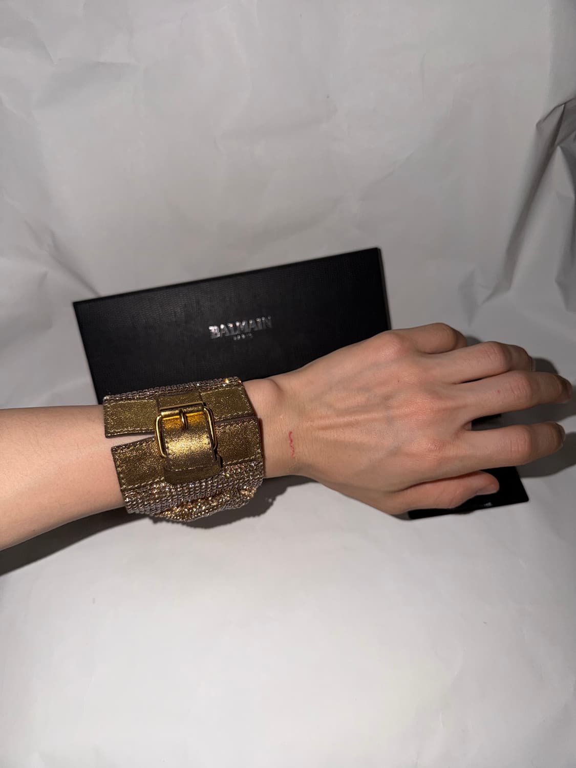 Balmain 11aw 데카르넹 아카이브 골드 레더 브레이슬릿 상품이미지5