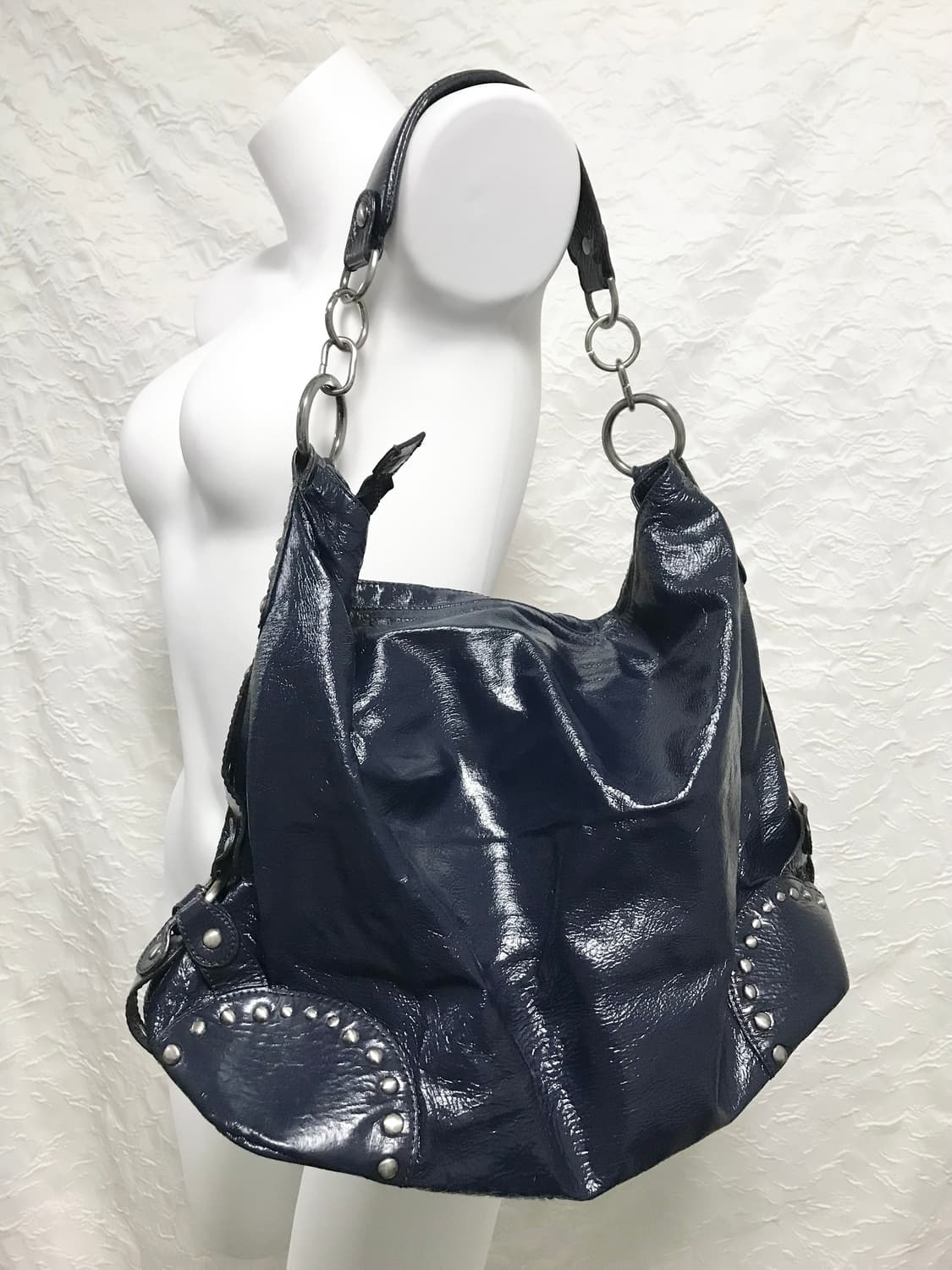 빈티지 돈가죽 스터드 실버 링 리얼 레더 숄더백 상품이미지2