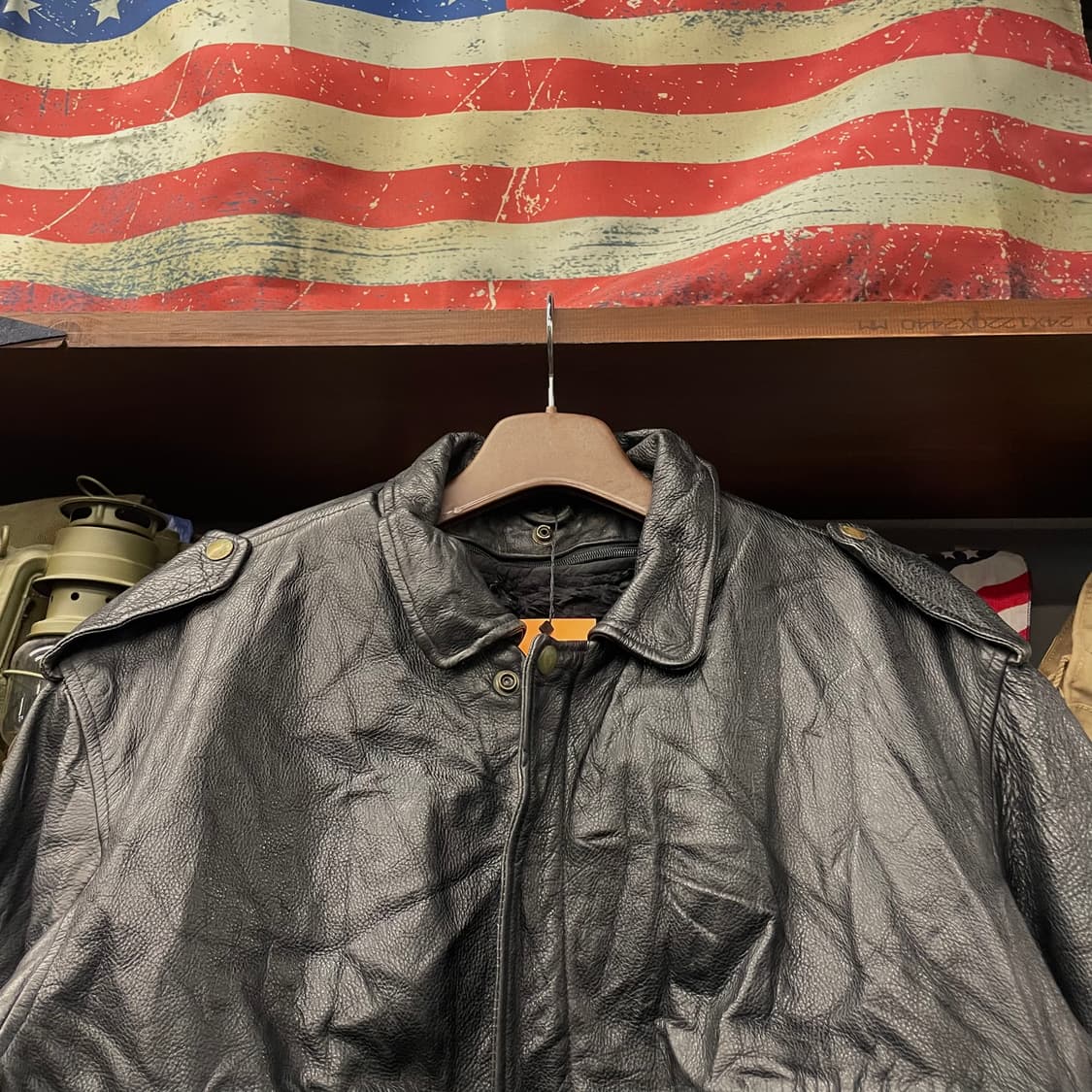 빈티지 플라이트 봄버 쉐르파 내피 A2 리얼 레더 자켓 상품이미지3