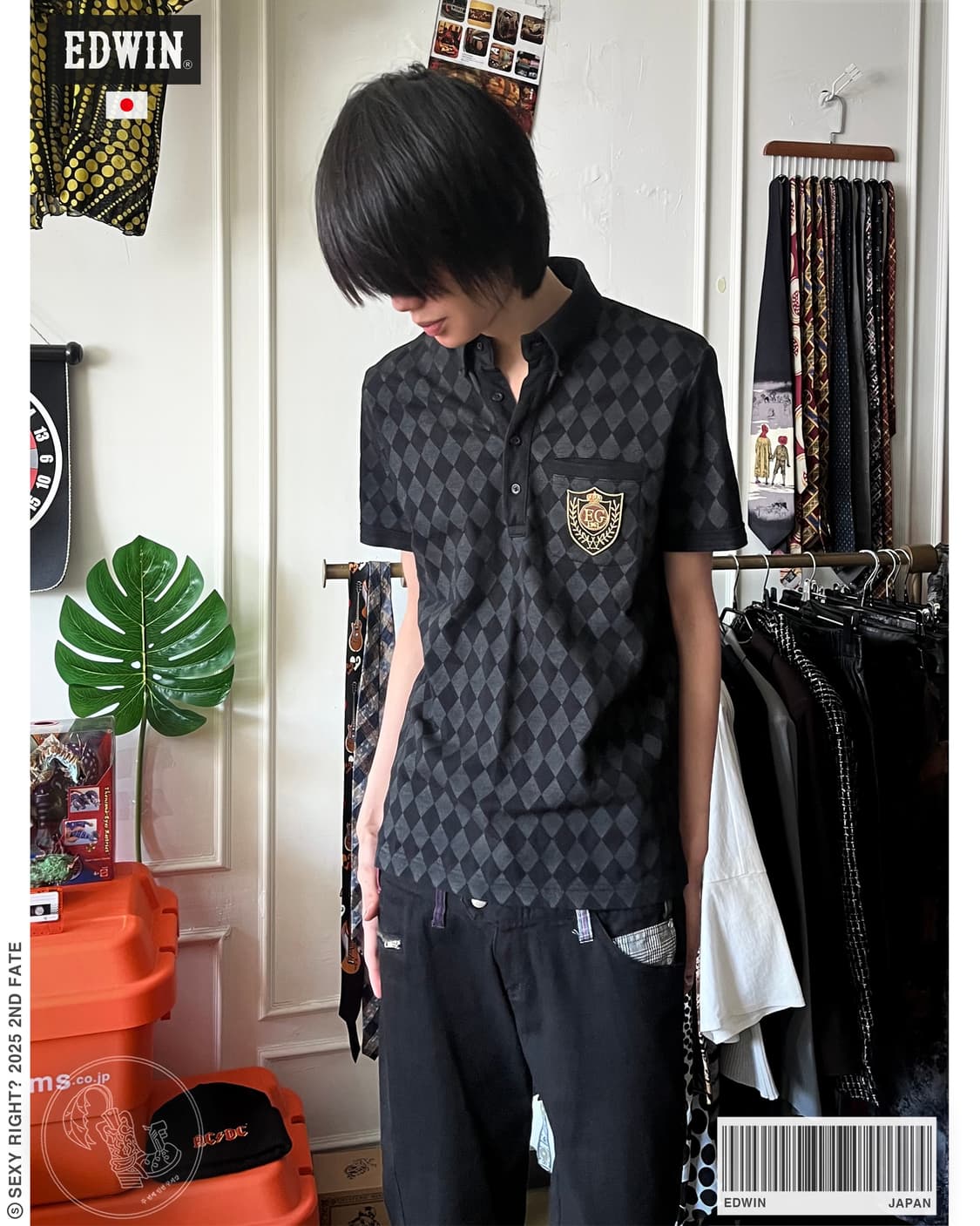 EDWIN Vintage Gothic Argyle 1/2 PK-Shirt 상품이미지1