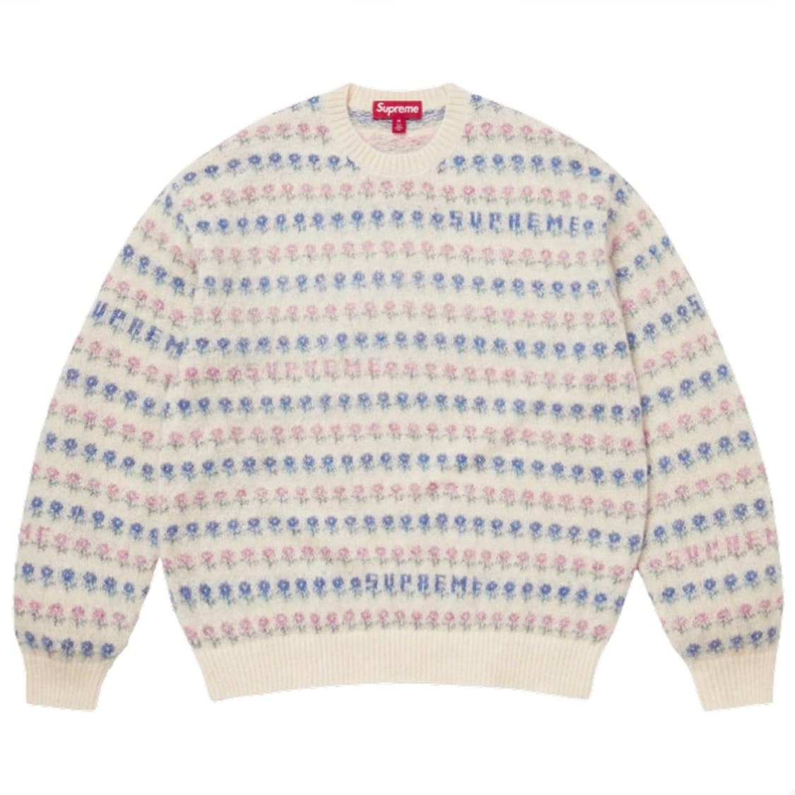 [M] 슈프림 플라워 메탈릭 스웨터 아이보리 니트 상품이미지1