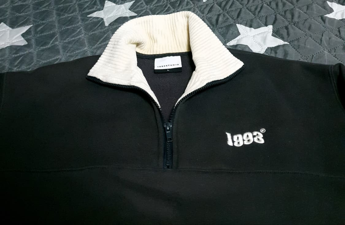 1993스튜디오 오버핏 코듀로이 벨벳 하프 반집업 기모 맨투맨 (L) 상품이미지2