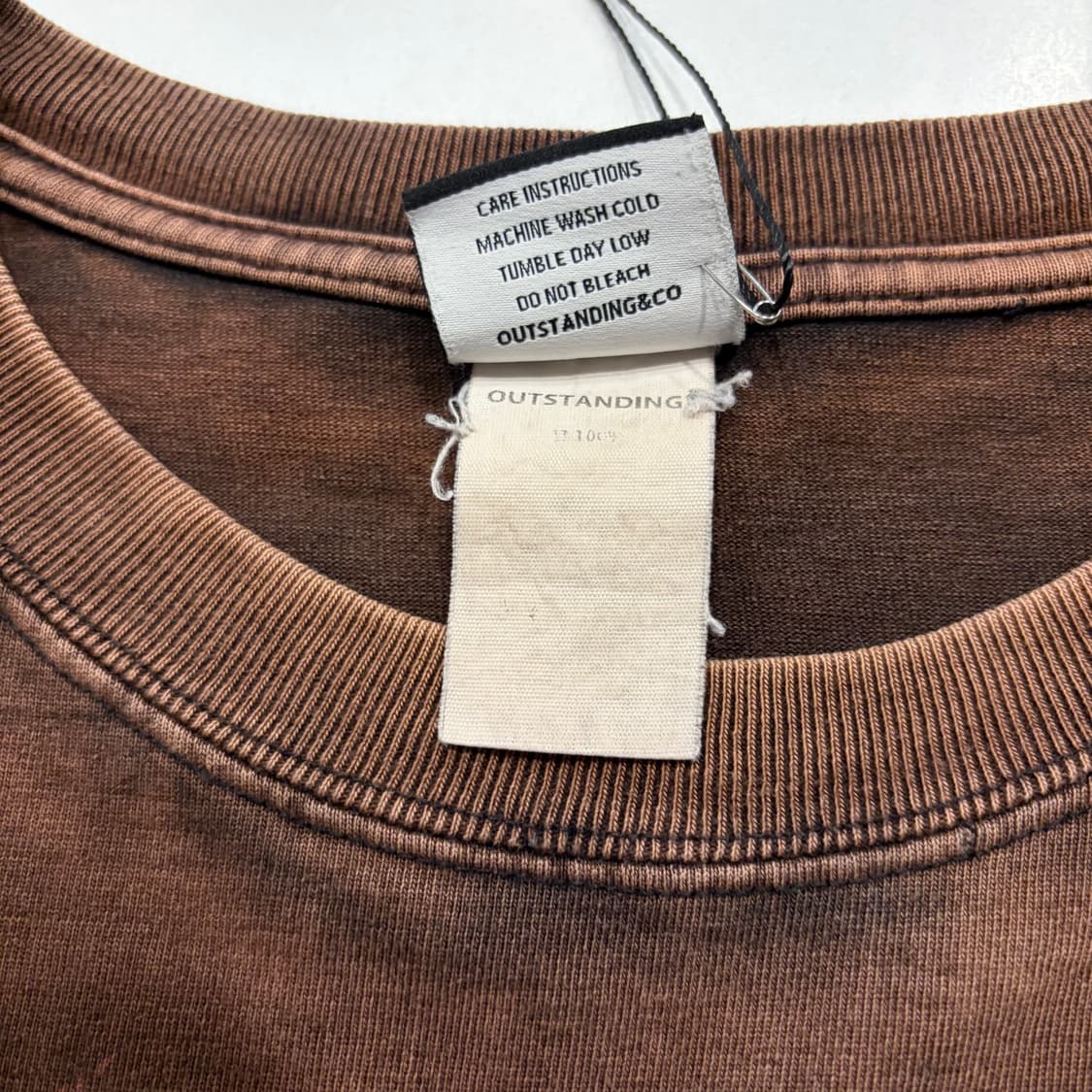 [L] 아웃스탠딩 빈티지 워싱 반팔 티셔츠 브라운 D914 상품이미지6
