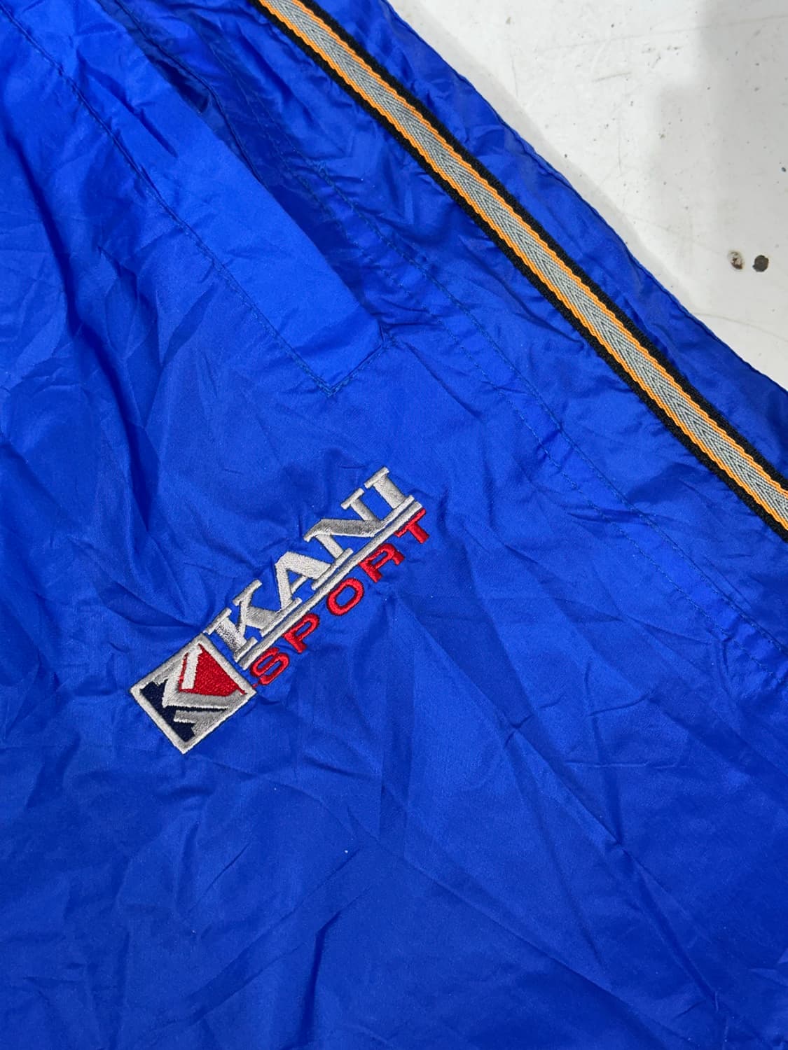 90s 칼카니 블루 올드스쿨 힙합 사이드 라인 와이드 트랙 팬츠 상품이미지6