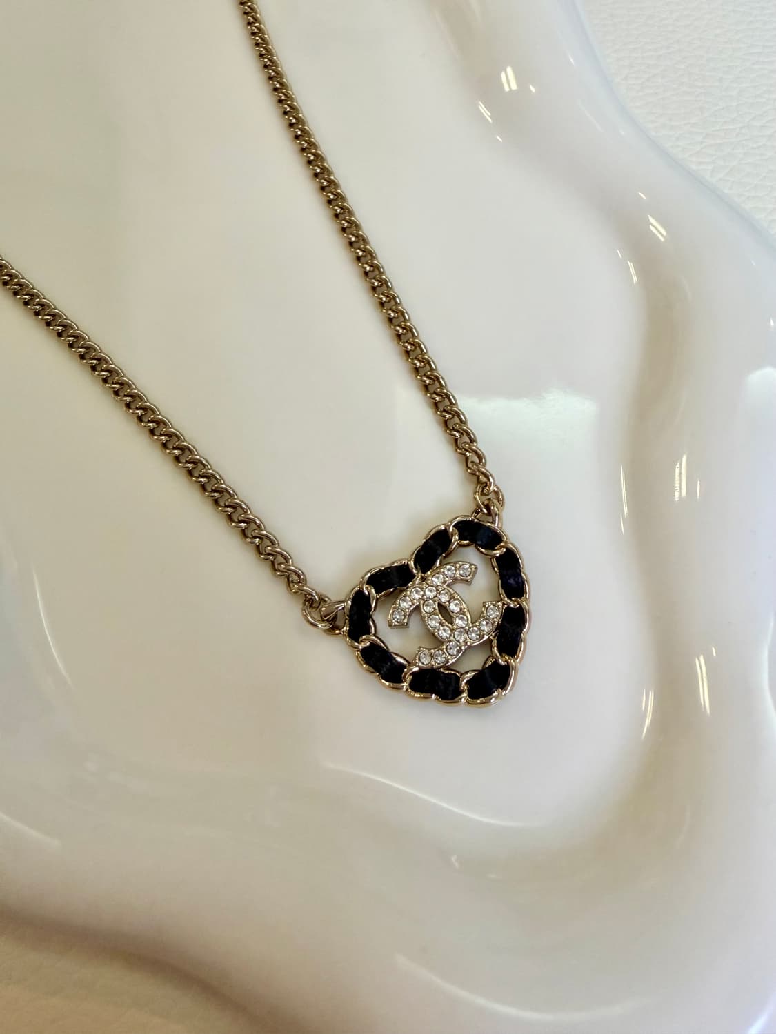 샤넬 가죽체인하트 체인목걸이 업사이클링 상품이미지1