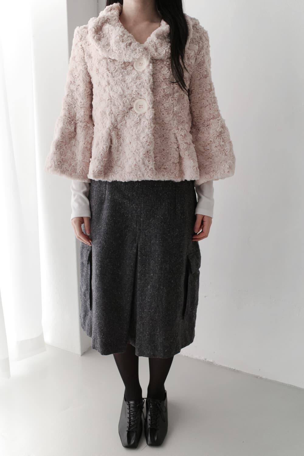 flower fur jacket 상품이미지5