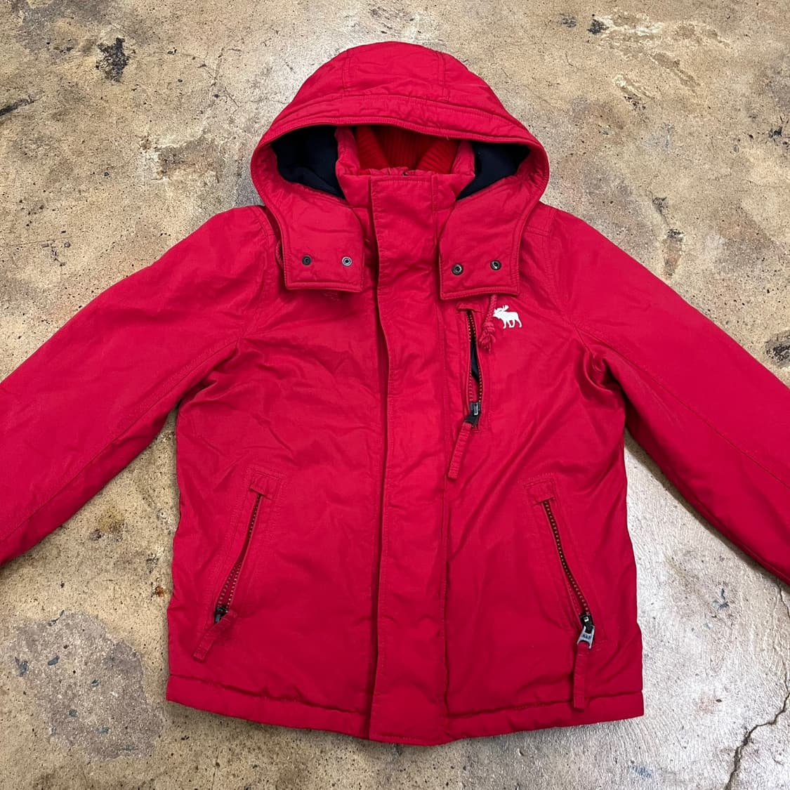 [정품/S] 아베크롬비 레드 후드 패딩 점퍼 b8 상품이미지3