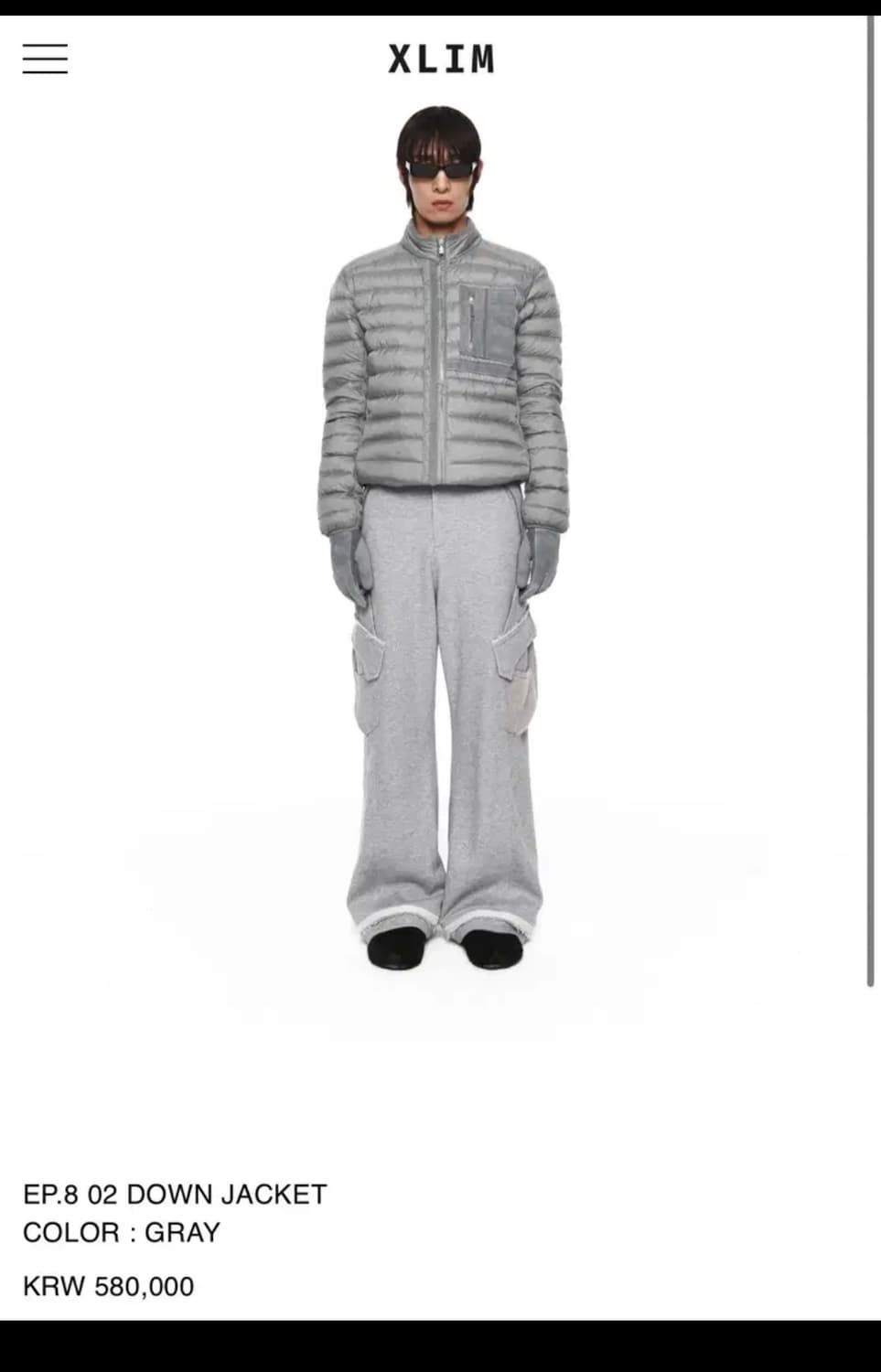 엑슬림 XLIM EP.8 02 다운 자켓 그레이 m 상품이미지1