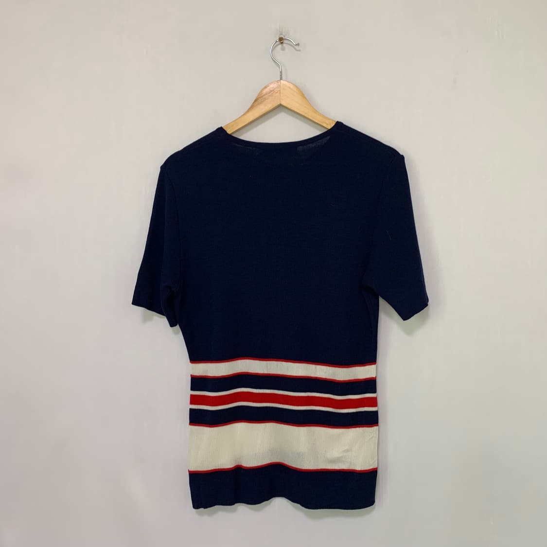 지방시 빈티지 스트라이브 반팔 슬림 니트 네이비 여성 상품이미지4