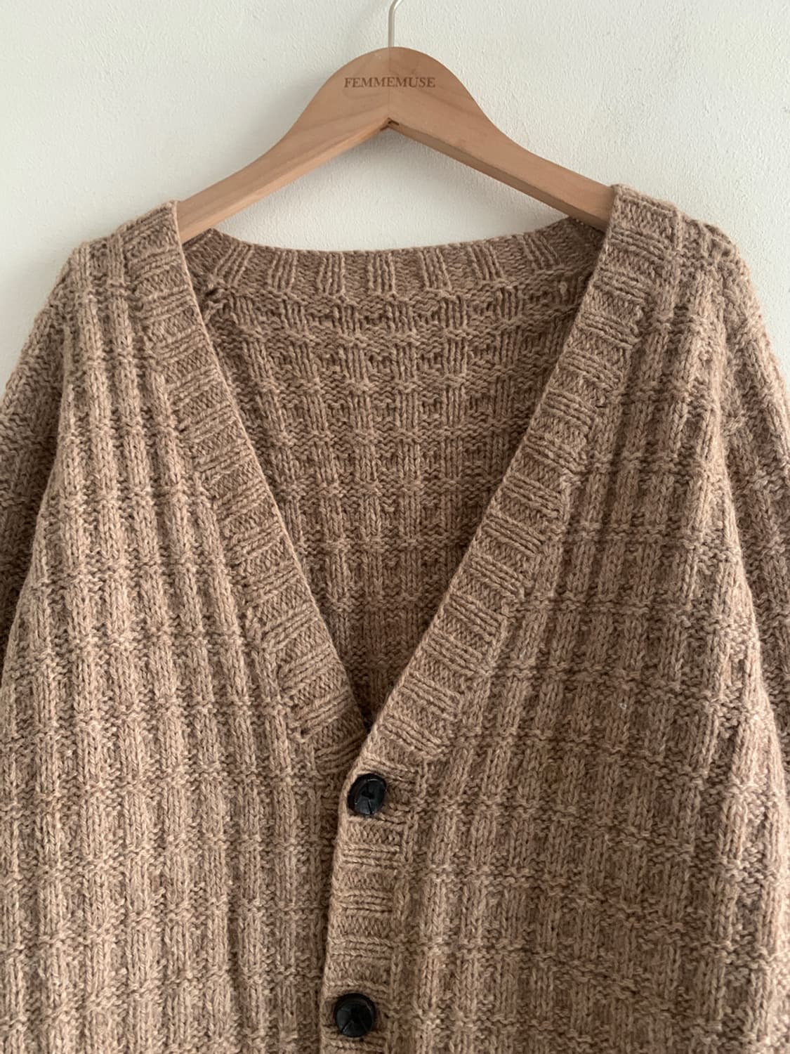 Warm Wool Knit Cardigan(Beige Brown) 상품이미지3
