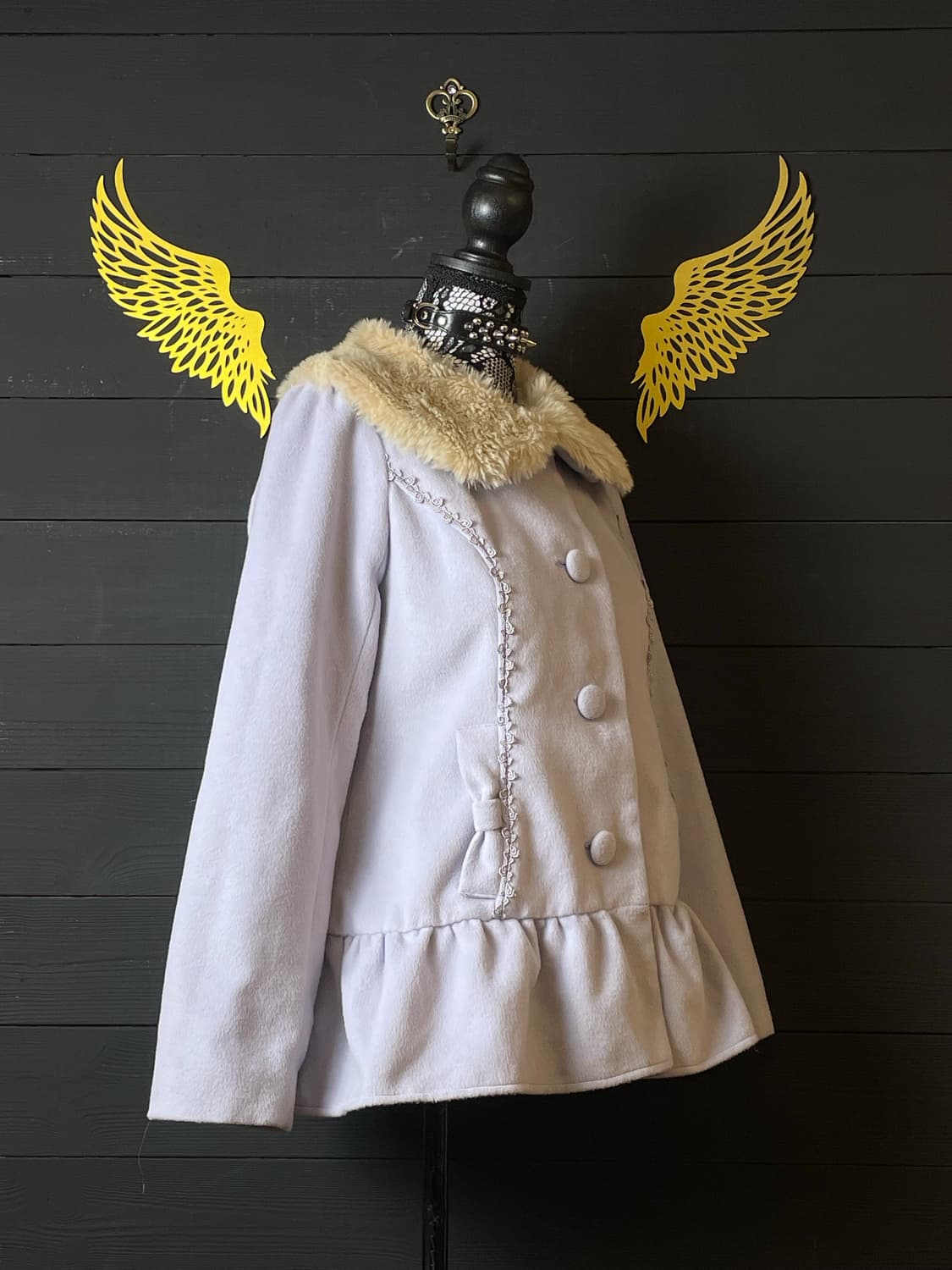 AXES FEMME 엑시즈팜 아이시블루 리본 레이스 퍼 코트 상품이미지5