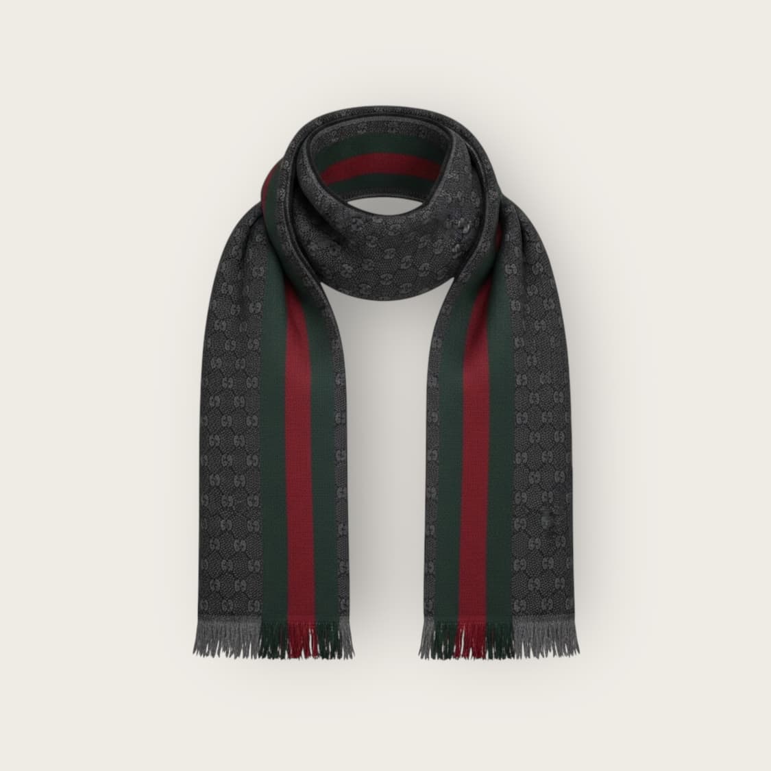구찌 GG로고 자카드 삼선 울실크 머플러 상품이미지1