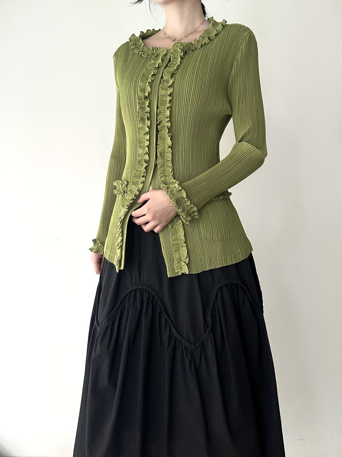 Ruffle detail open cardigan 상품이미지4