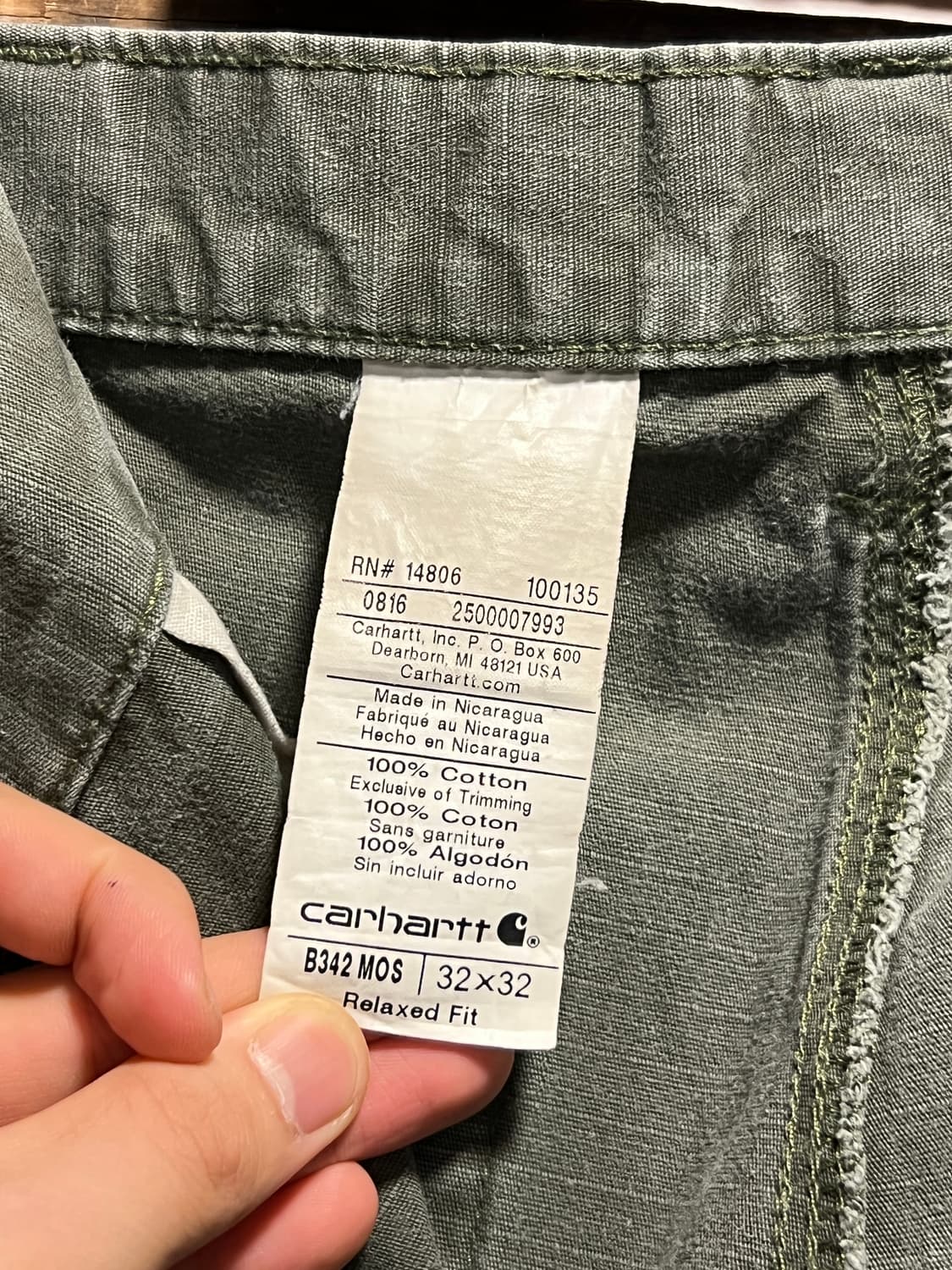 [32]칼하트 USA 모스그린 립스탑 더블니 워크 카고 팬츠 상품이미지8