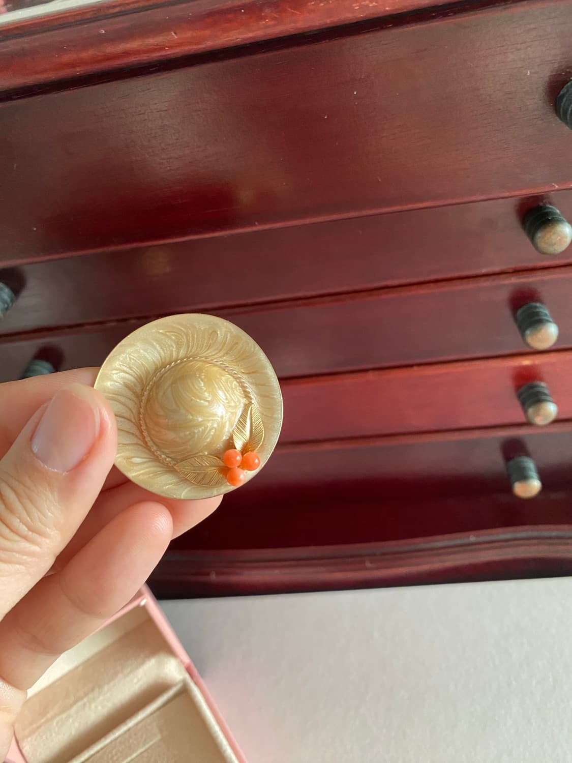 산호장식 마블 패턴 모자 브로치 겸 팬던트 상품이미지2