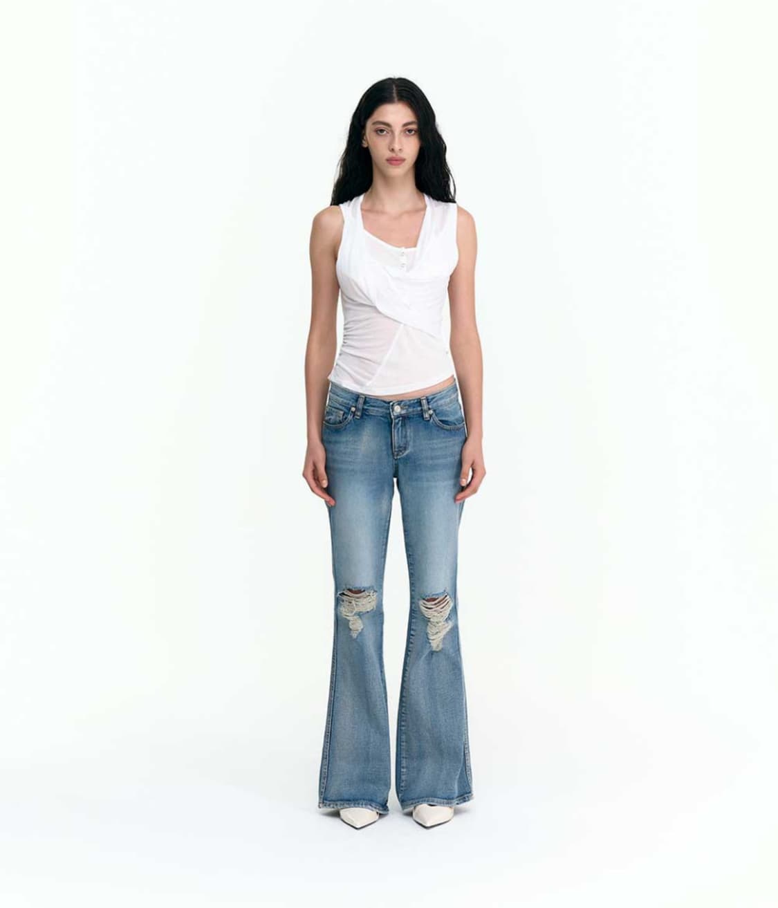 2000 아카이브스 DRAPED HENLEY TANK (WHITE) 상품이미지2