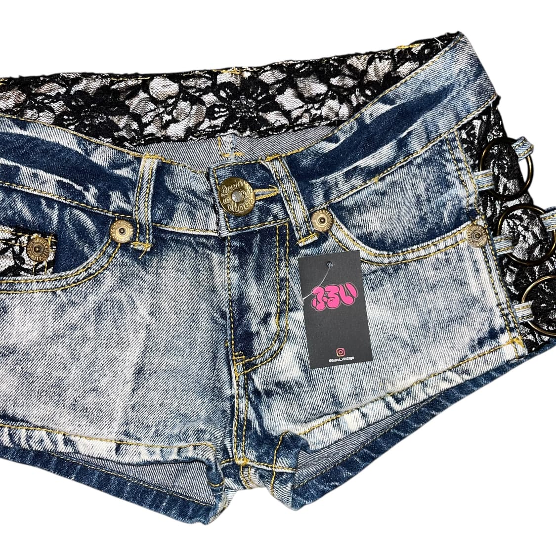 WORKS 사이드 레이스 링 데님 숏팬츠 갸루y2k 상품이미지2
