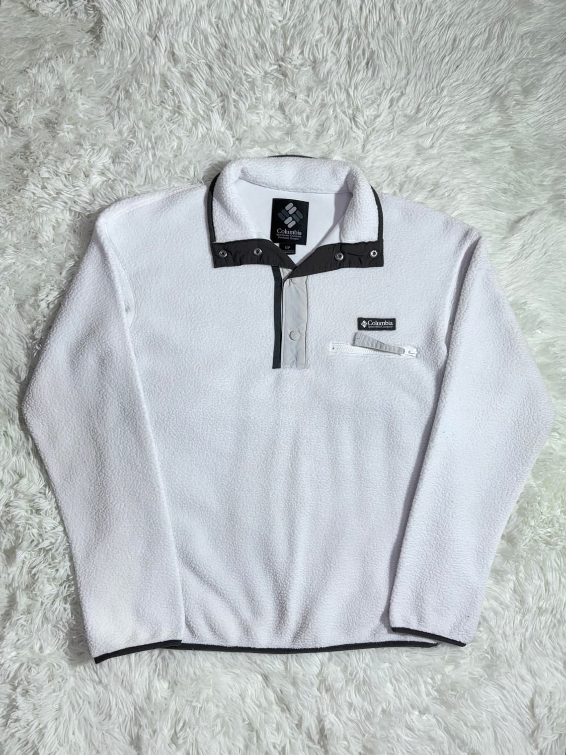 콜롬비아 화이트 후리스 반집업  상품이미지4