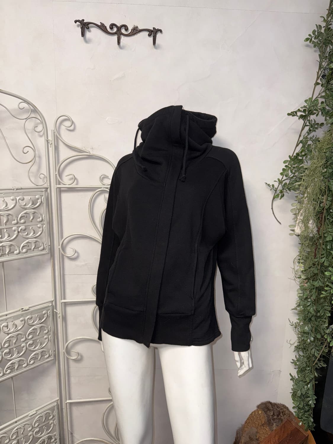 Black gothic y2k printing high neck 후드집업 상품이미지5