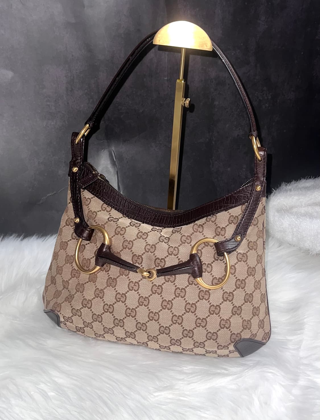 Gucci 구찌 GG 캔버스 홀스빗 모노그램 브라운 숄더백 핸드백 상품이미지1