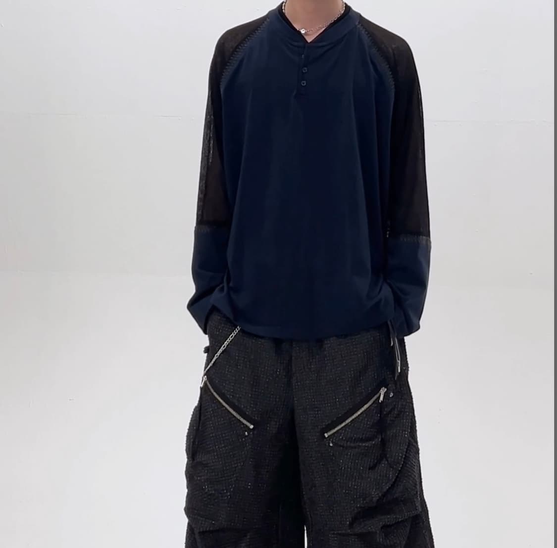알에스에스씨 rssc STITCHED KNIT ARM HENLEY NEC 상품이미지2