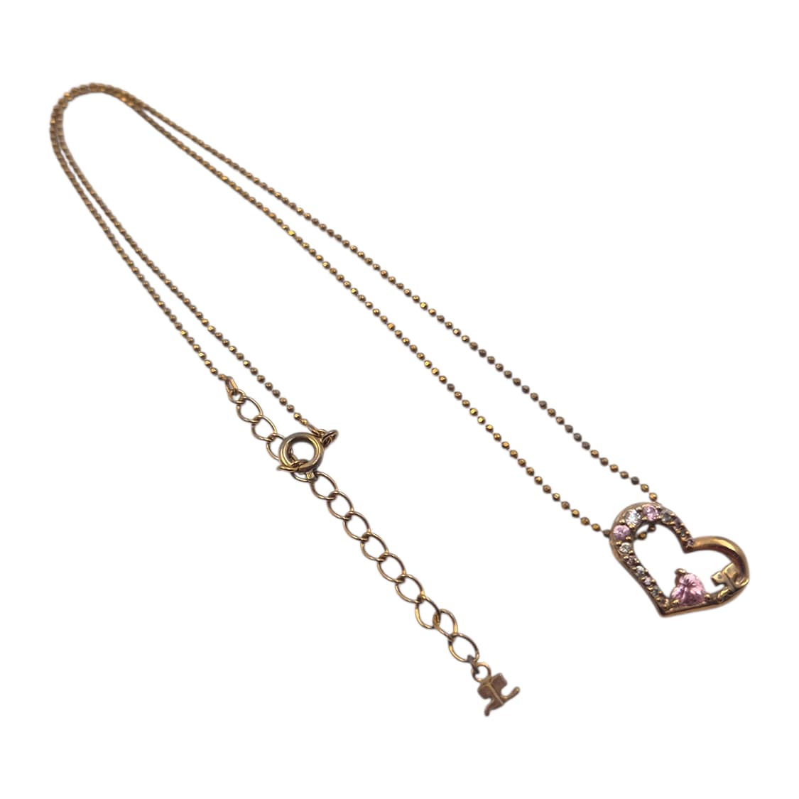 90s 꾸레쥬 드롭 하트 핑크 크리스탈 목걸이 상품이미지2