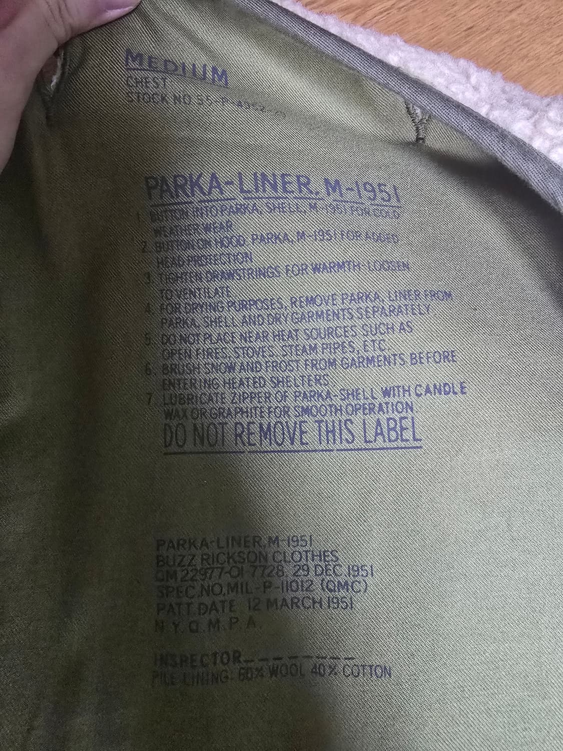 버즈릭슨 m51 울 라이너 M 상품이미지2