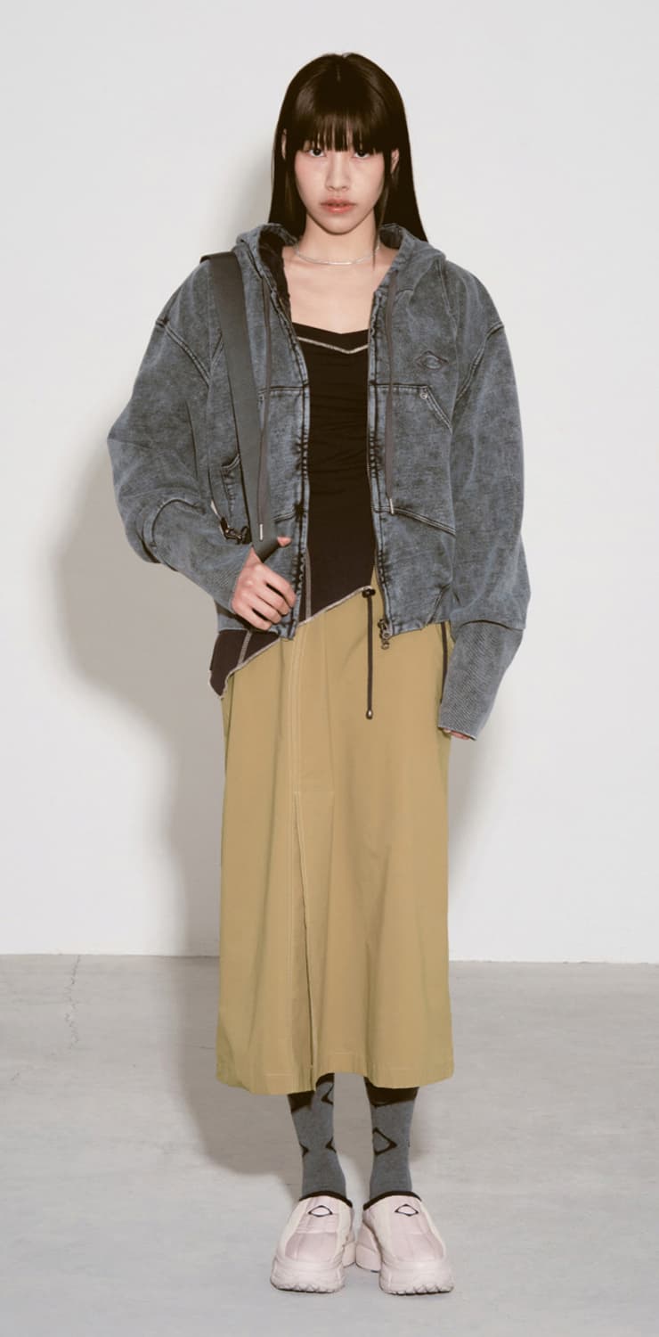 미스치프 벌룬 후드 워시드 차콜 상품이미지8