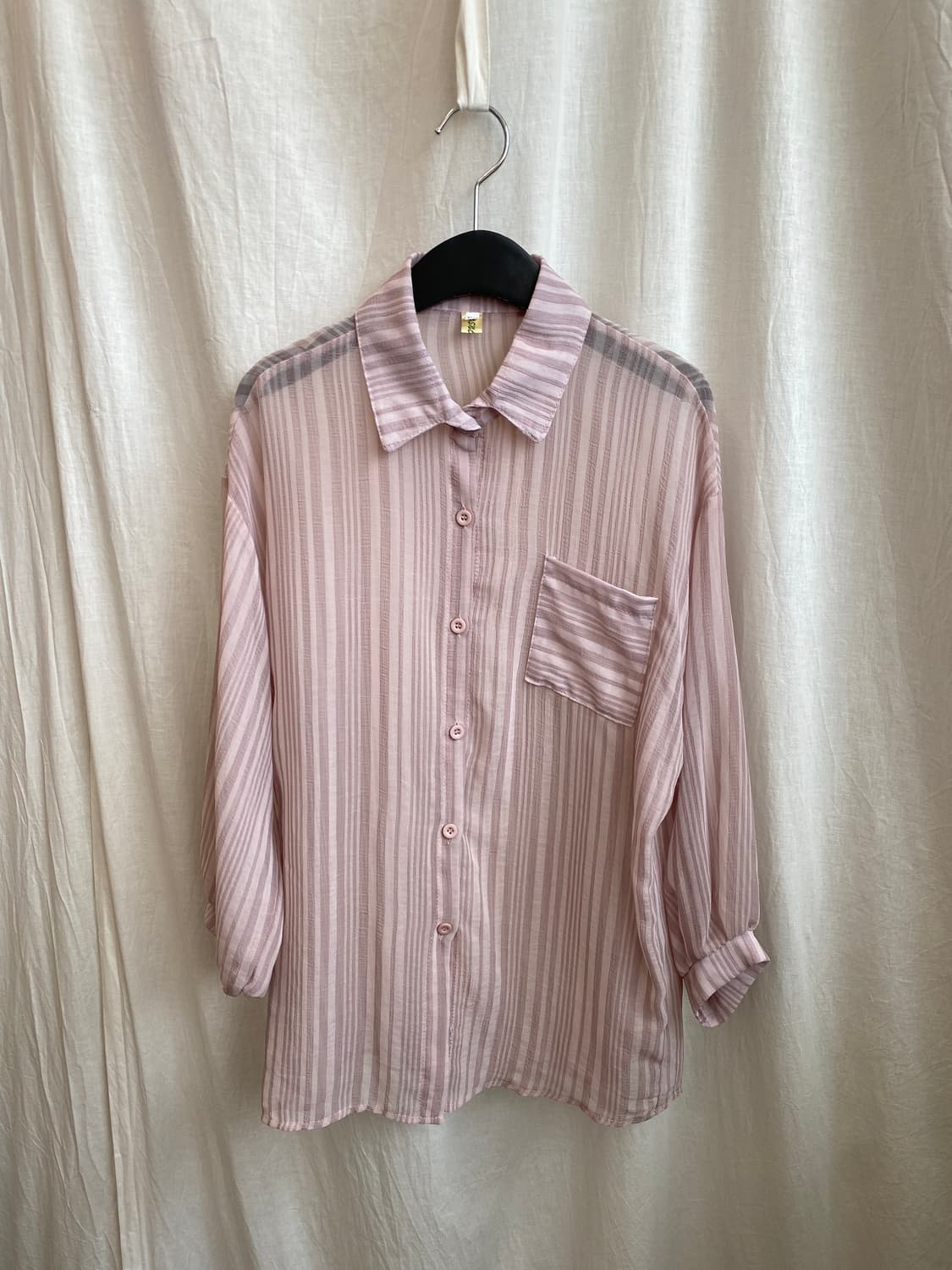 퍼플핑크 시스루 블라우스(XL) 상품이미지1