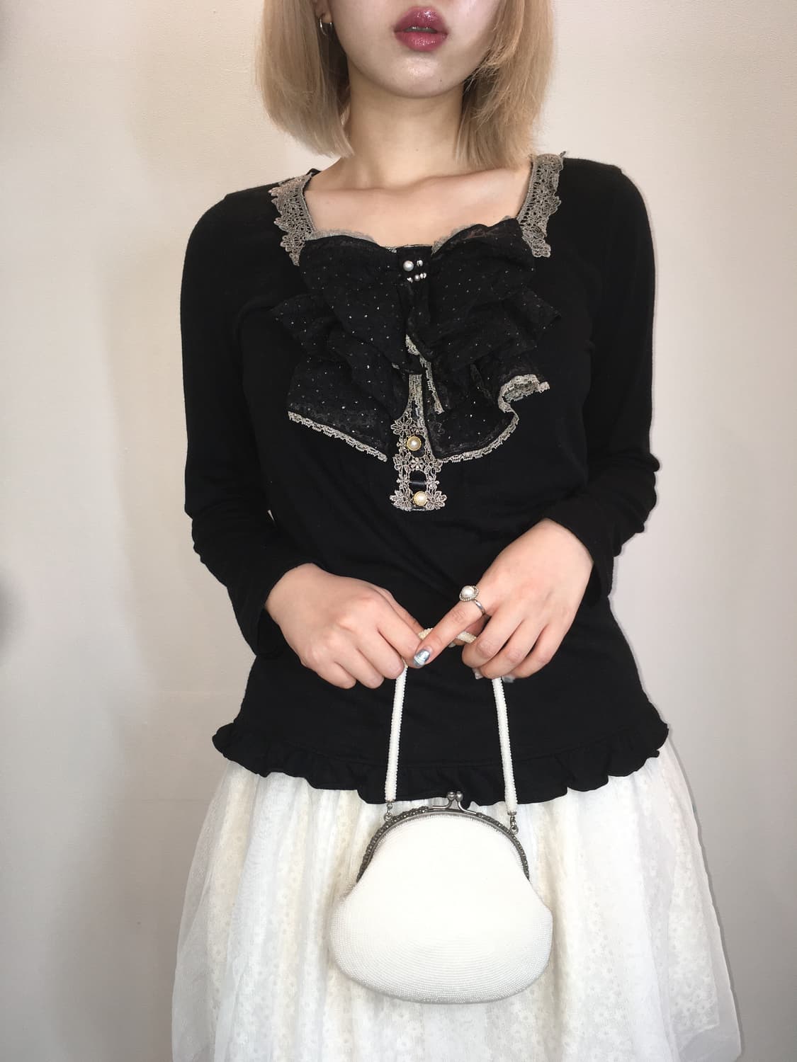 axes femme 액시즈팜 리본 프릴 티셔츠 상품이미지10