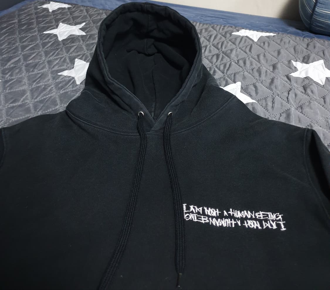 아임낫어휴먼비잉  클래식 레터링 혜비 후드티 블랙 (XL) 상품이미지2