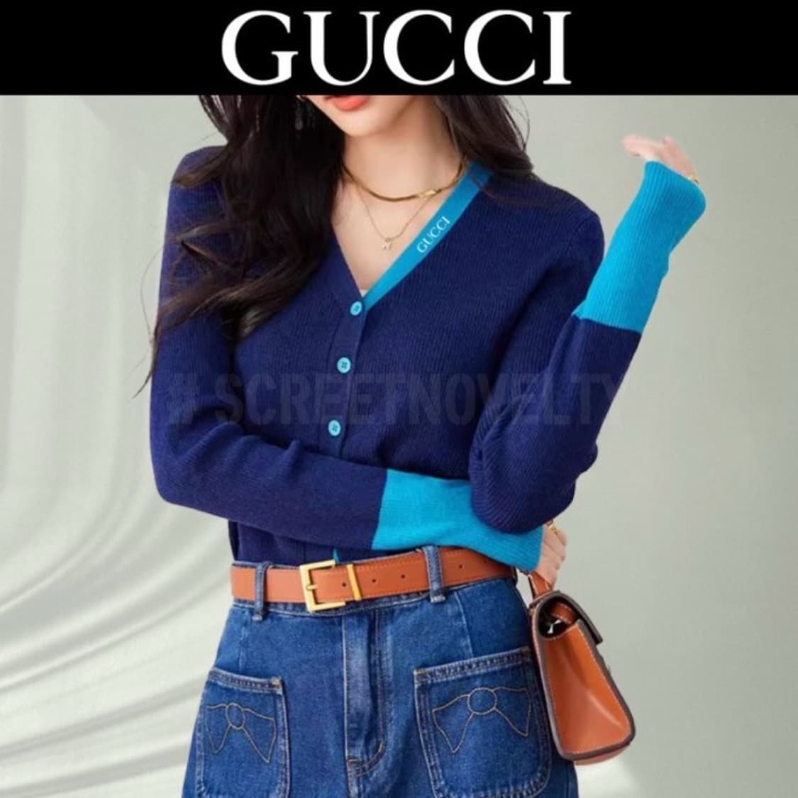 구찌 골지 이중배색가디건 상품이미지9