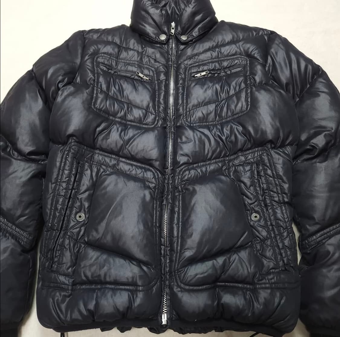 [S] 디젤 네이비 나일론 남여 숏패딩 (~90) 상품이미지2