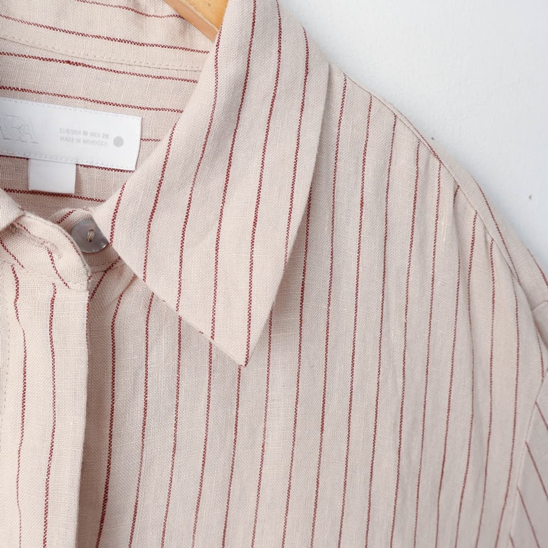 66/자라 린넨100 스트라이프 셔츠 상품이미지4