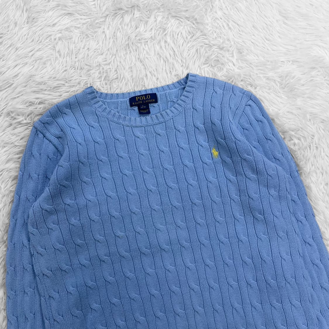 폴로 랄프로렌 포니 로고 케이블 라운드 니트 소라 상품이미지3